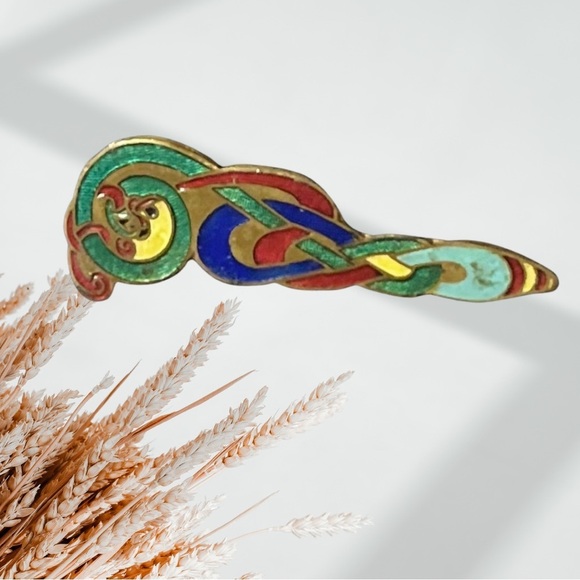 Tara Ware Jewelry - Rare Tara Ware of Dublin Irish Celtic Enamel Cloisonné Brooch